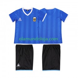 Camisola Argentina 1986 Retro Criança Equipamento Segundo Manga Curta